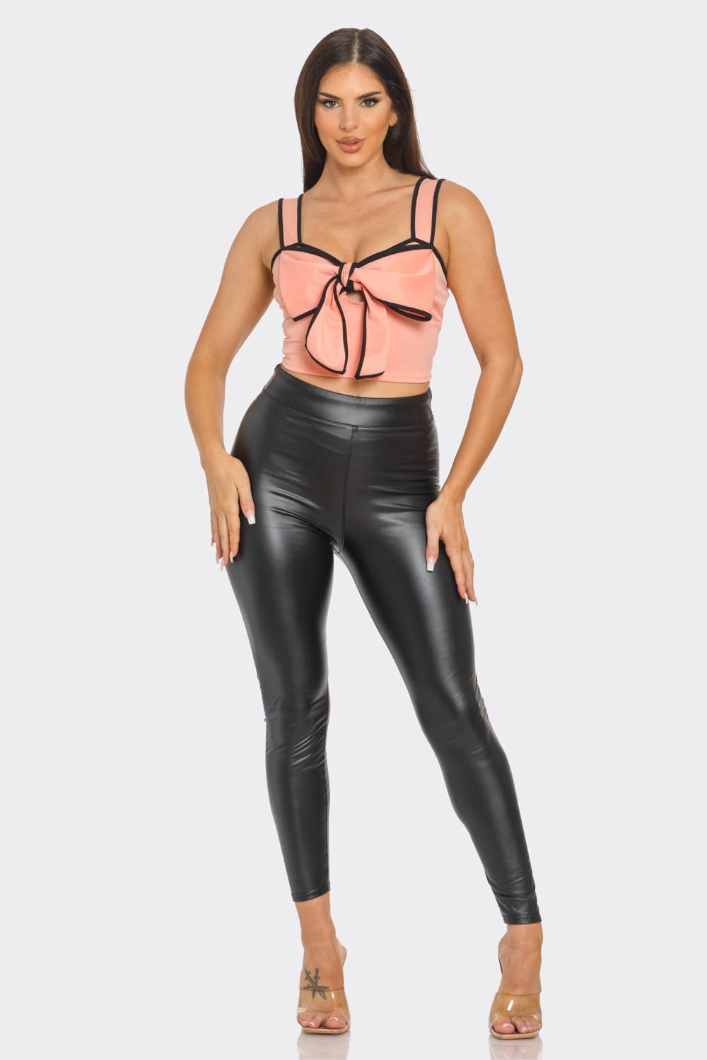 Front Oversized Bow Cut Out Detail Crop Top