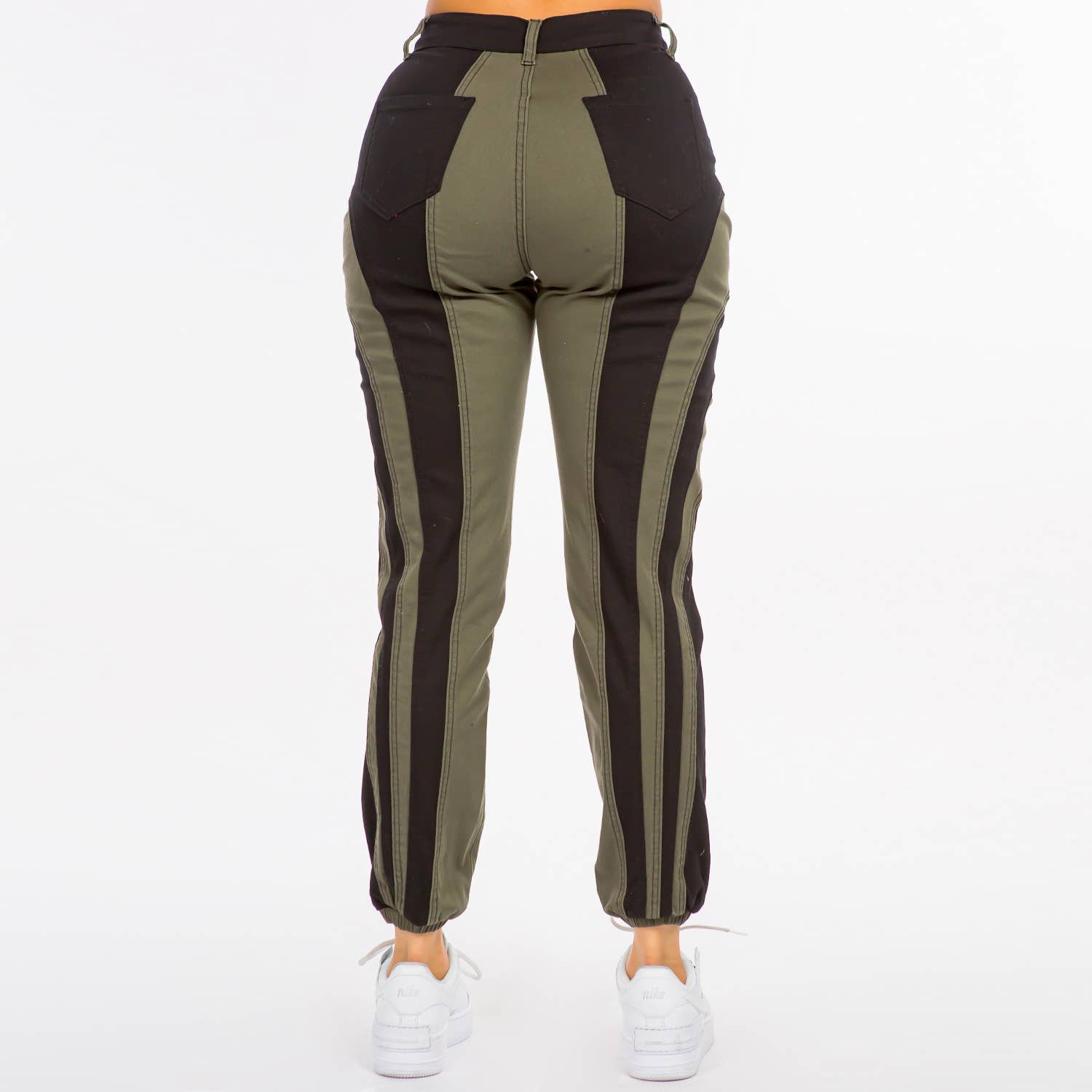 HIGH WAIST COLOR PATCH JOGGER PANTS-RJJ20630