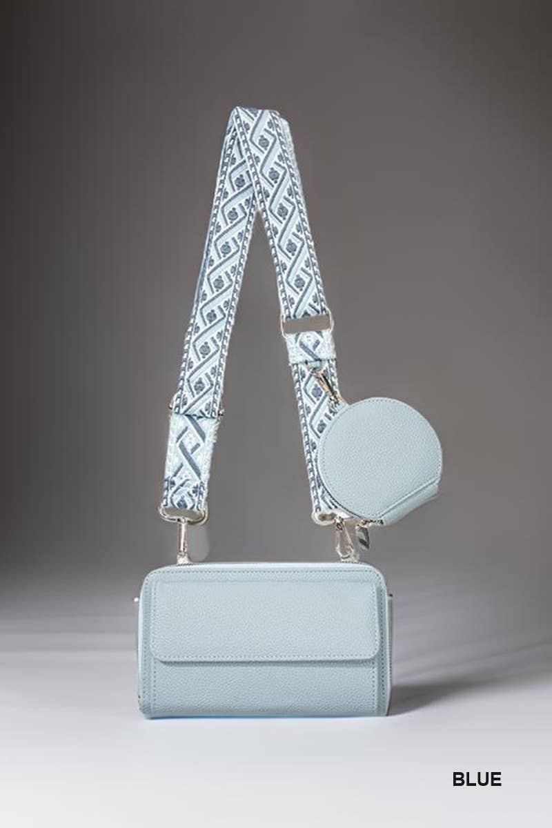 ',,,, Vegan Leather Woven Weaved Crossbody Shoulder Bag
