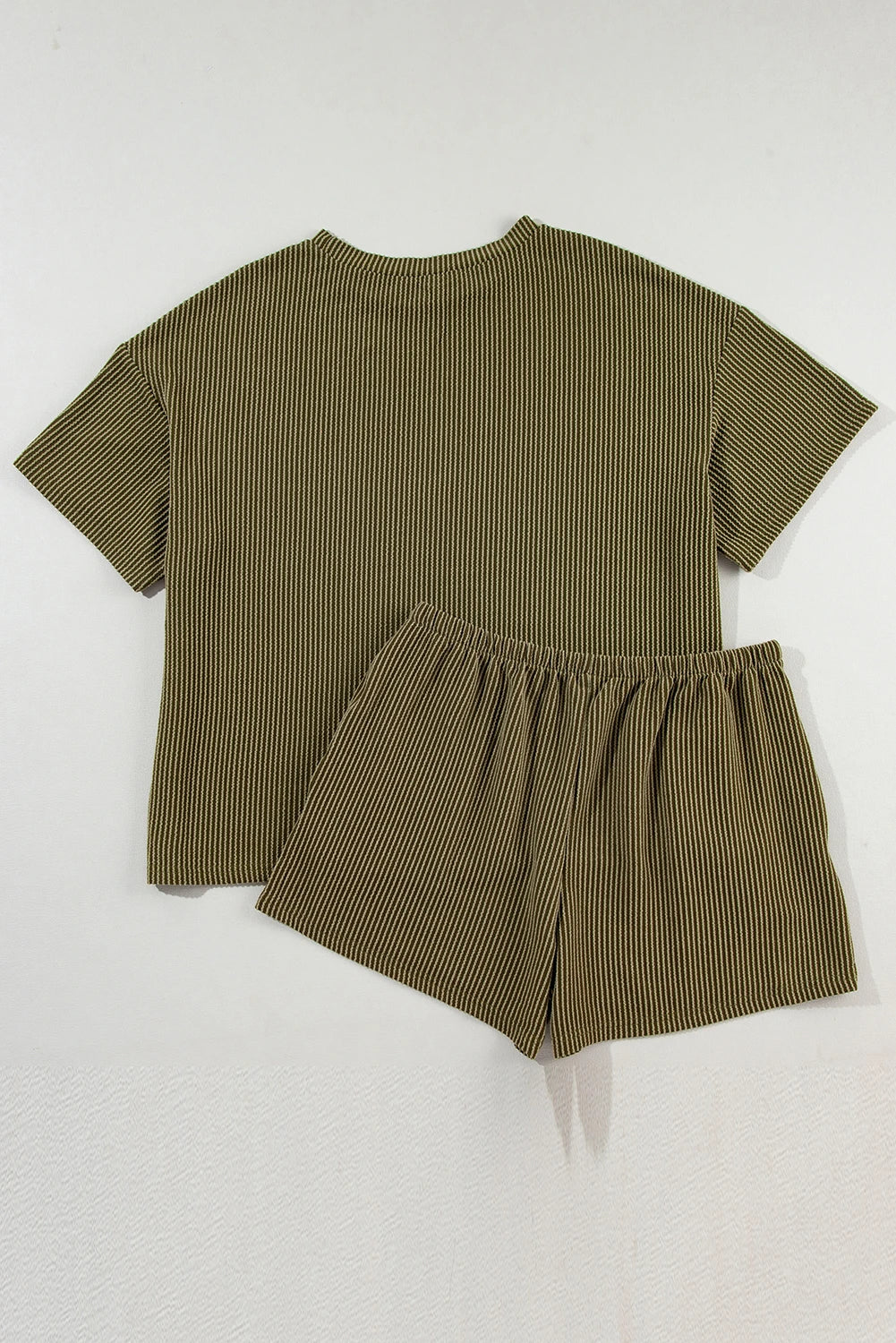 Ribbed texture loose fit tee & shorts set
