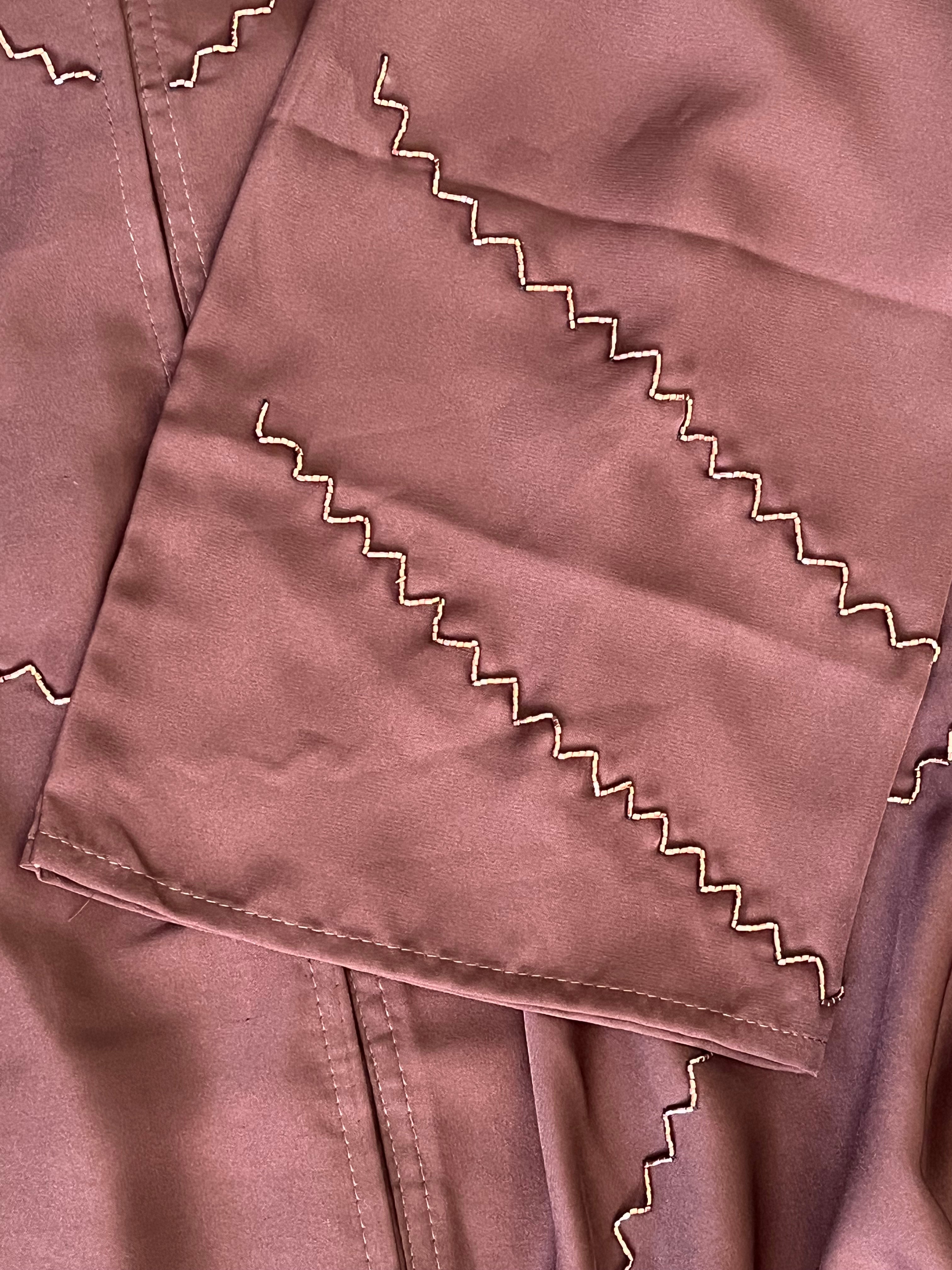 brown abaya bead work
