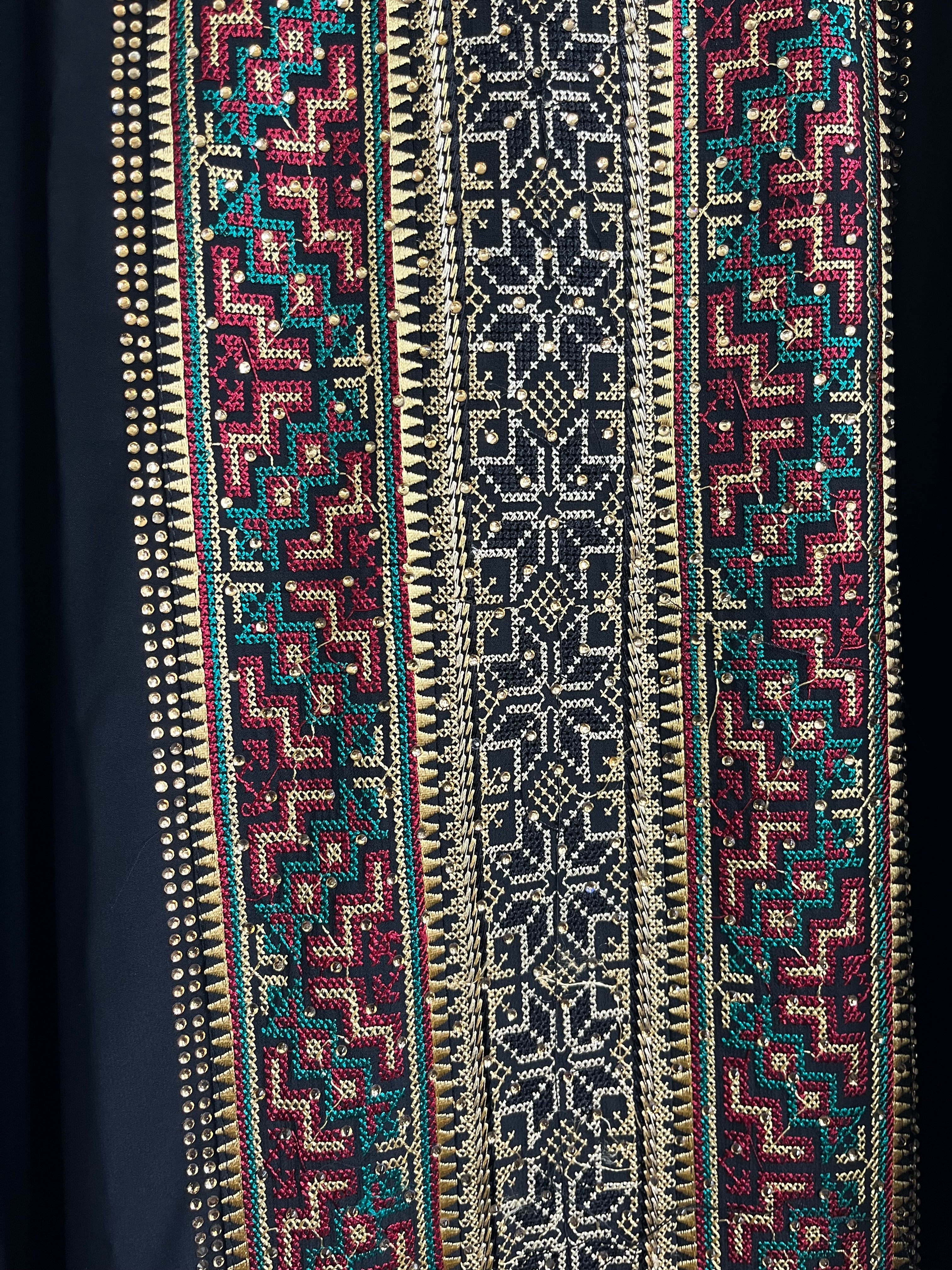black abaya with traditional embroidery