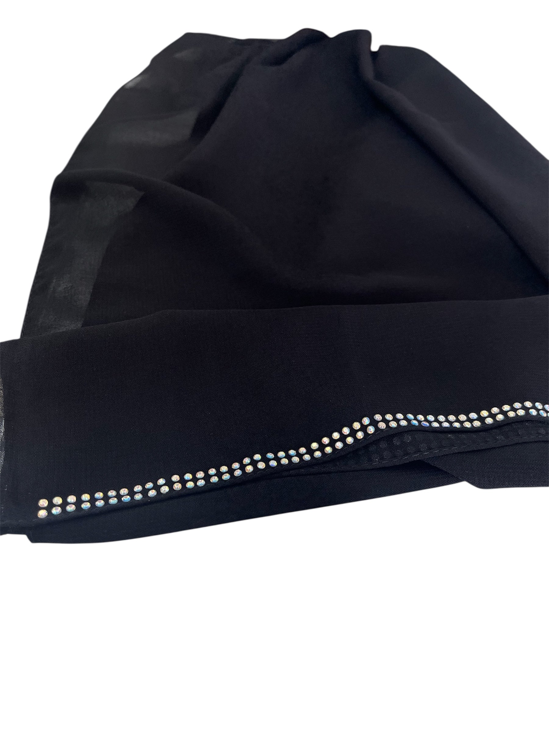 black abaya with stone work with iridescent stones. scarf included