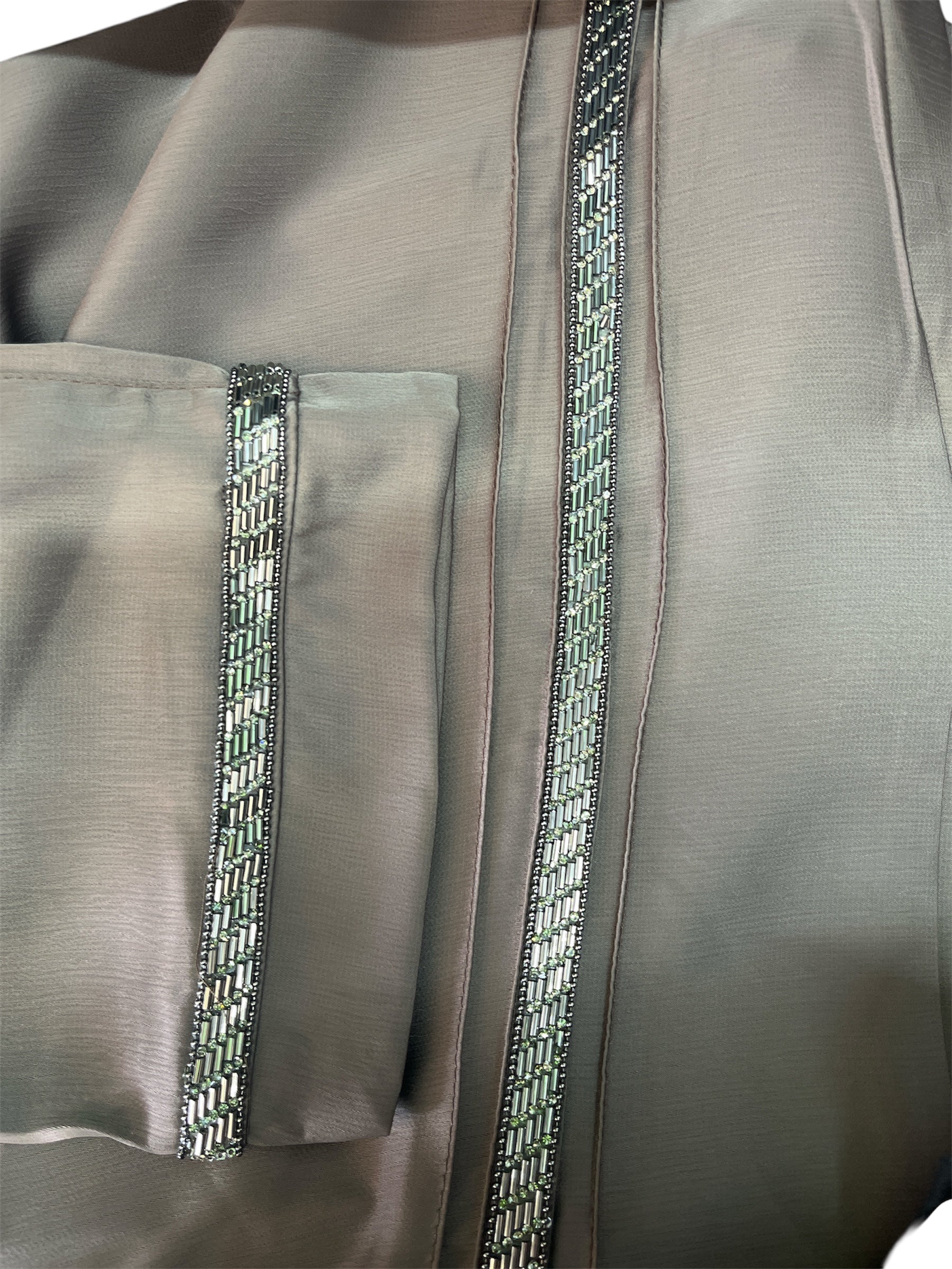 brown abaya with stone work on front and sleeve