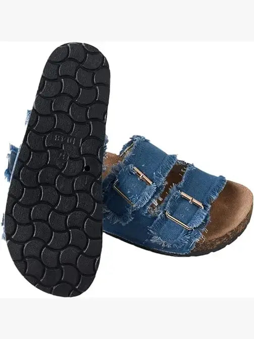Women's Comfort Flat Sandals Double Buckle Adjustable Straps