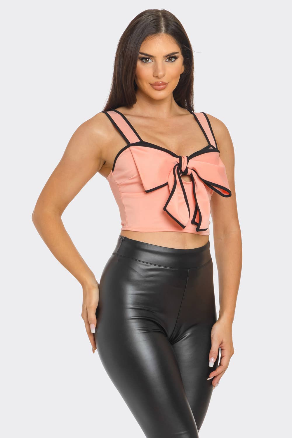 Front Oversized Bow Cut Out Detail Crop Top