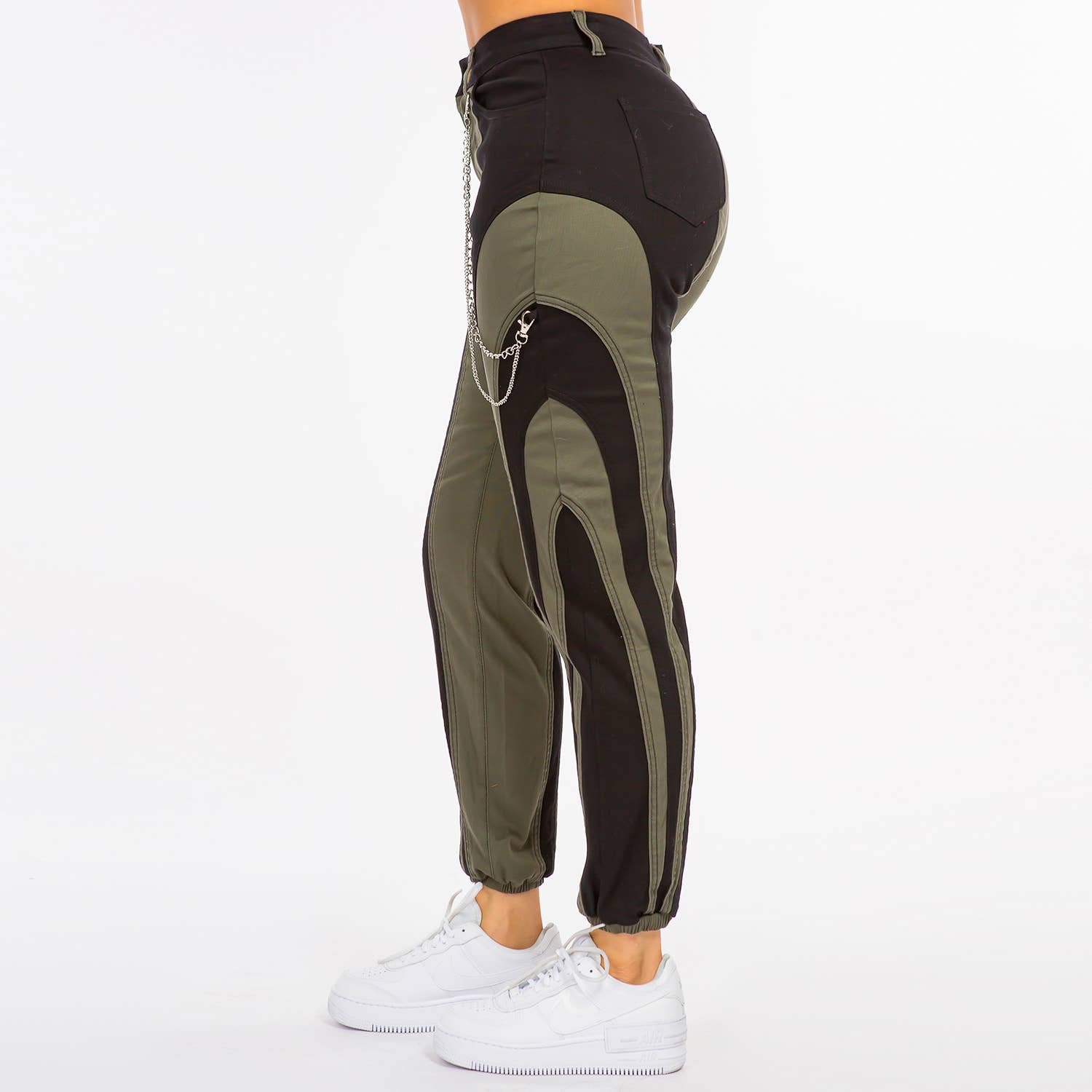 HIGH WAIST COLOR PATCH JOGGER PANTS-RJJ20630