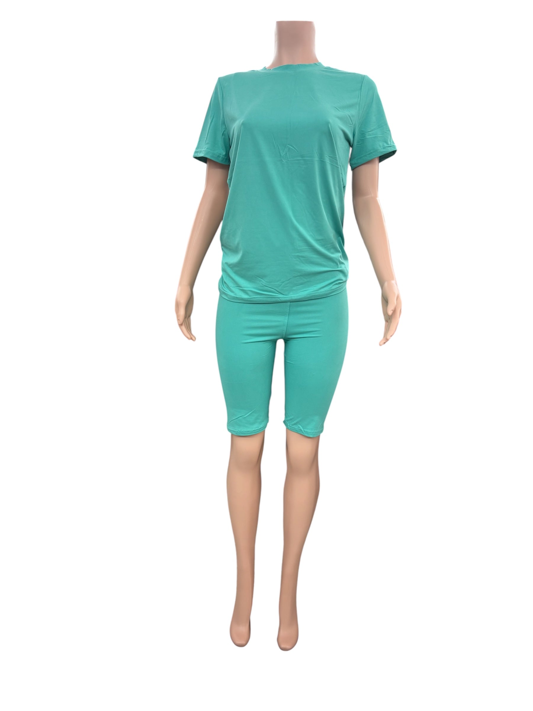 2 Piece Buttery Smooth mint Biker Shorts and T-Shirt Set