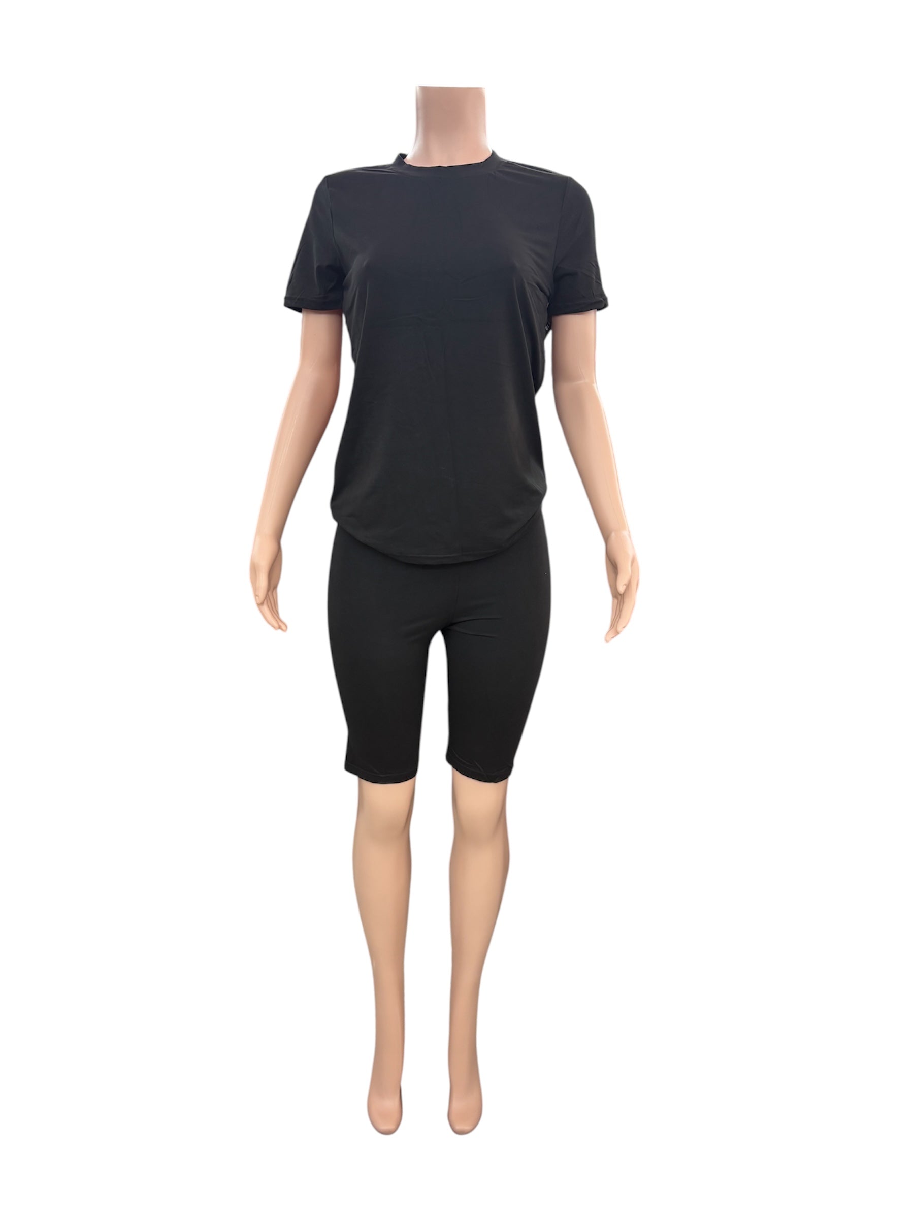 2 Piece Buttery Smooth black Biker Shorts and T-Shirt Set