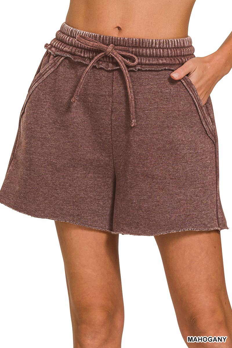 Washed Fleece Shorts With Pockets