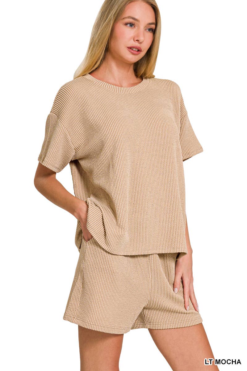 Corded Rib Tee & Shorts 2pc Set
