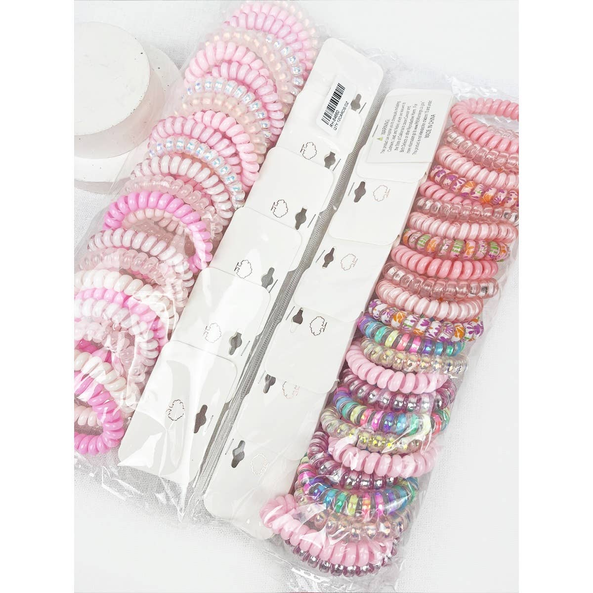 Pink Multi Design Spiral Hair Ties