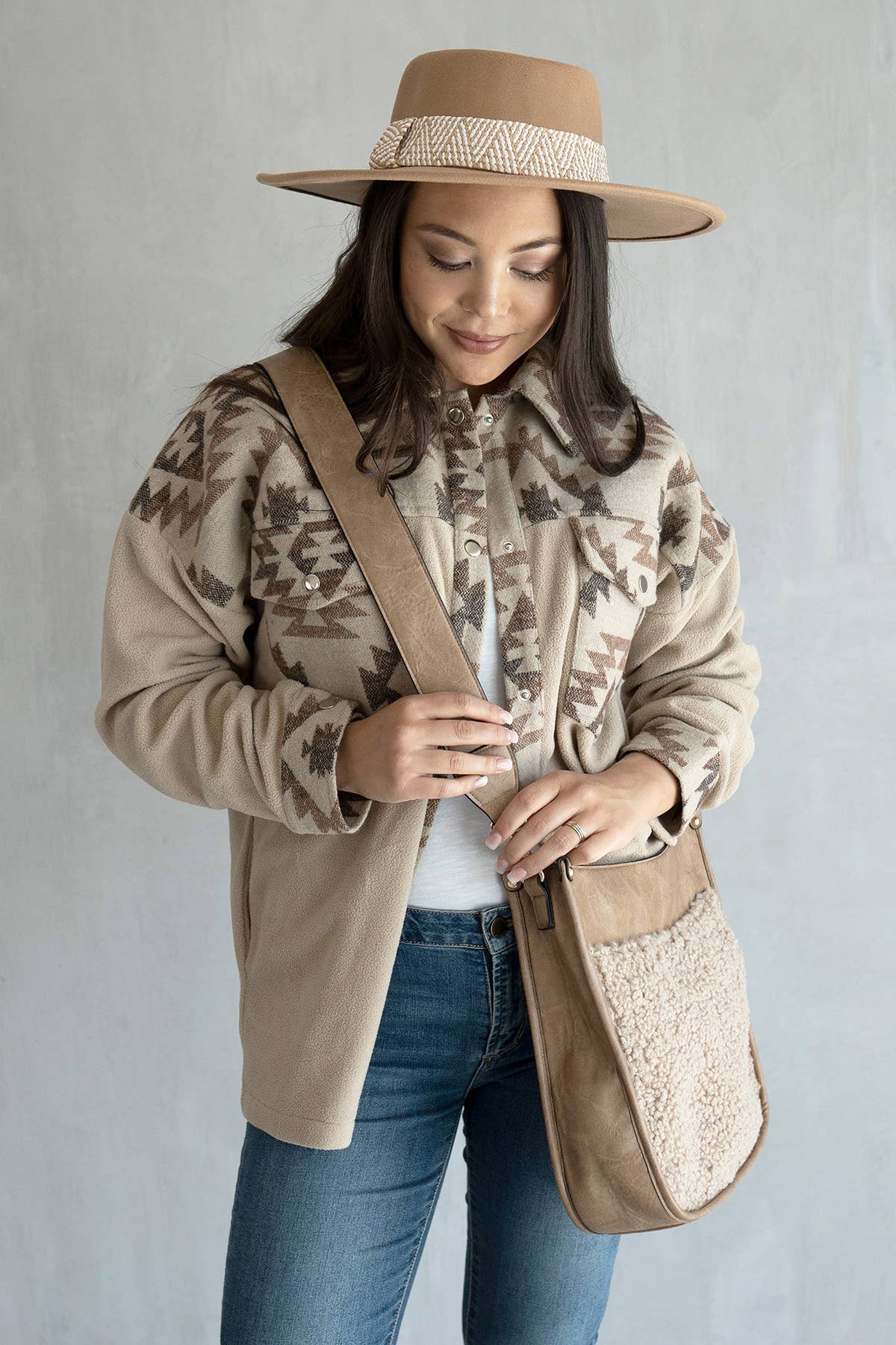 SKT2200 Flo Print Trim Shacket w/ Front Pockets