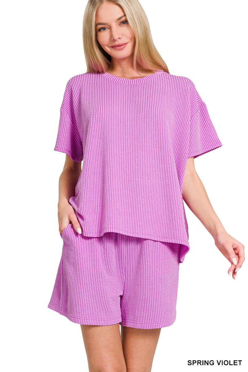 Corded Rib Tee & Shorts 2pc Set