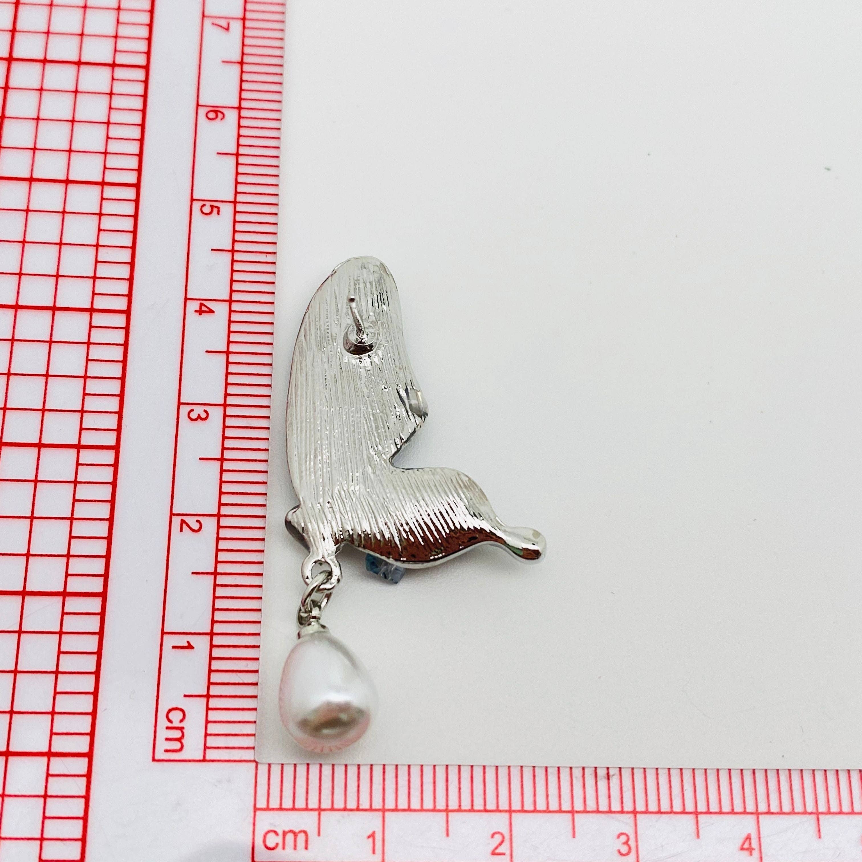 Pearl Pendant Crystal Wings Butterfly Earrings