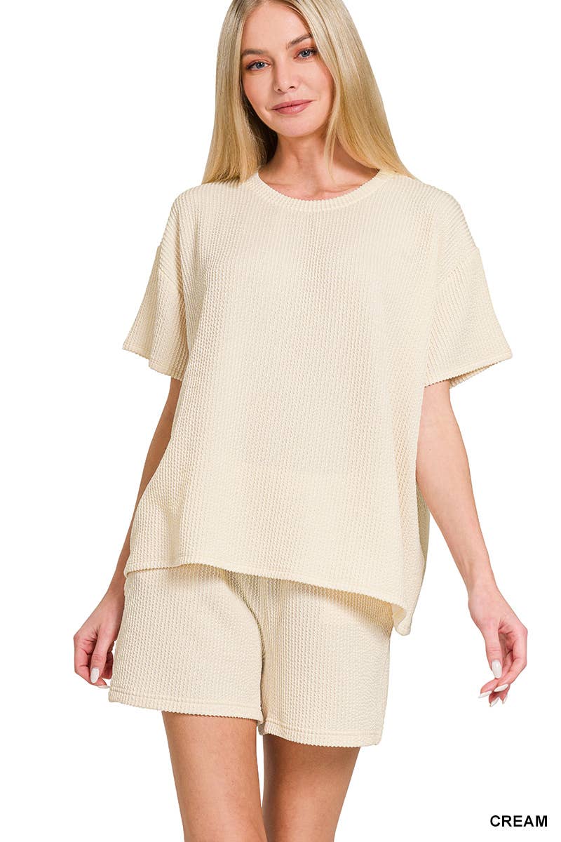 Corded Rib Tee & Shorts 2pc Set