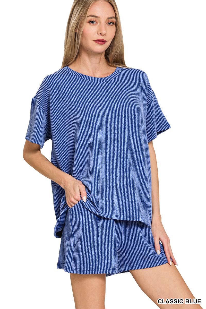 Corded Rib Tee & Shorts 2pc Set