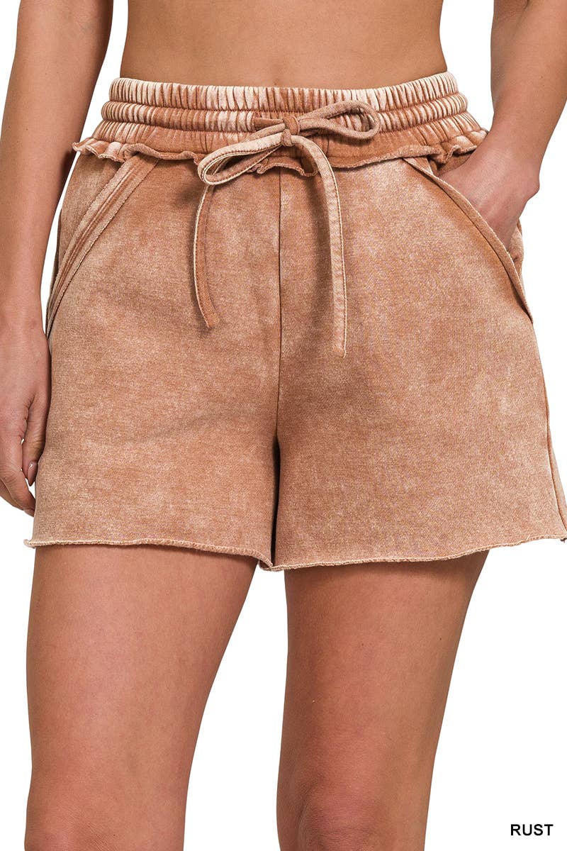 Washed Fleece Shorts With Pockets