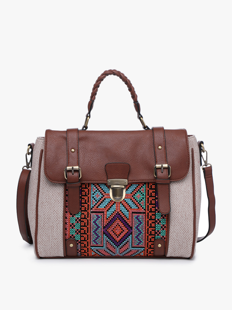 Harlow Aztec Embroidered Satchel