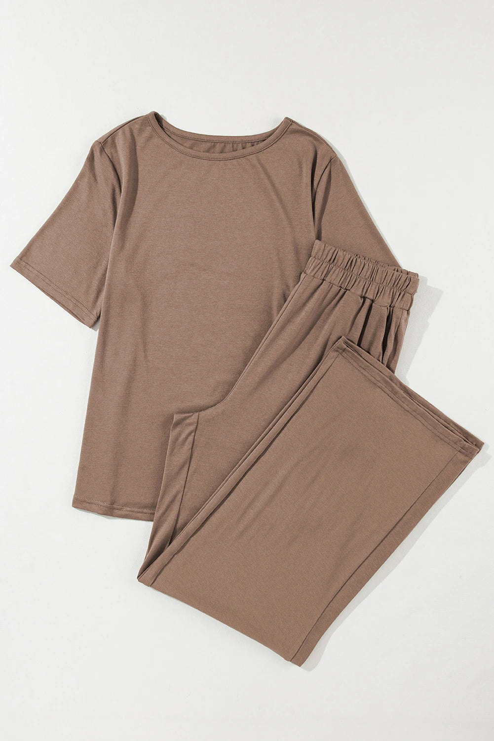 Smoke gray solid color T-shirt and pants set
