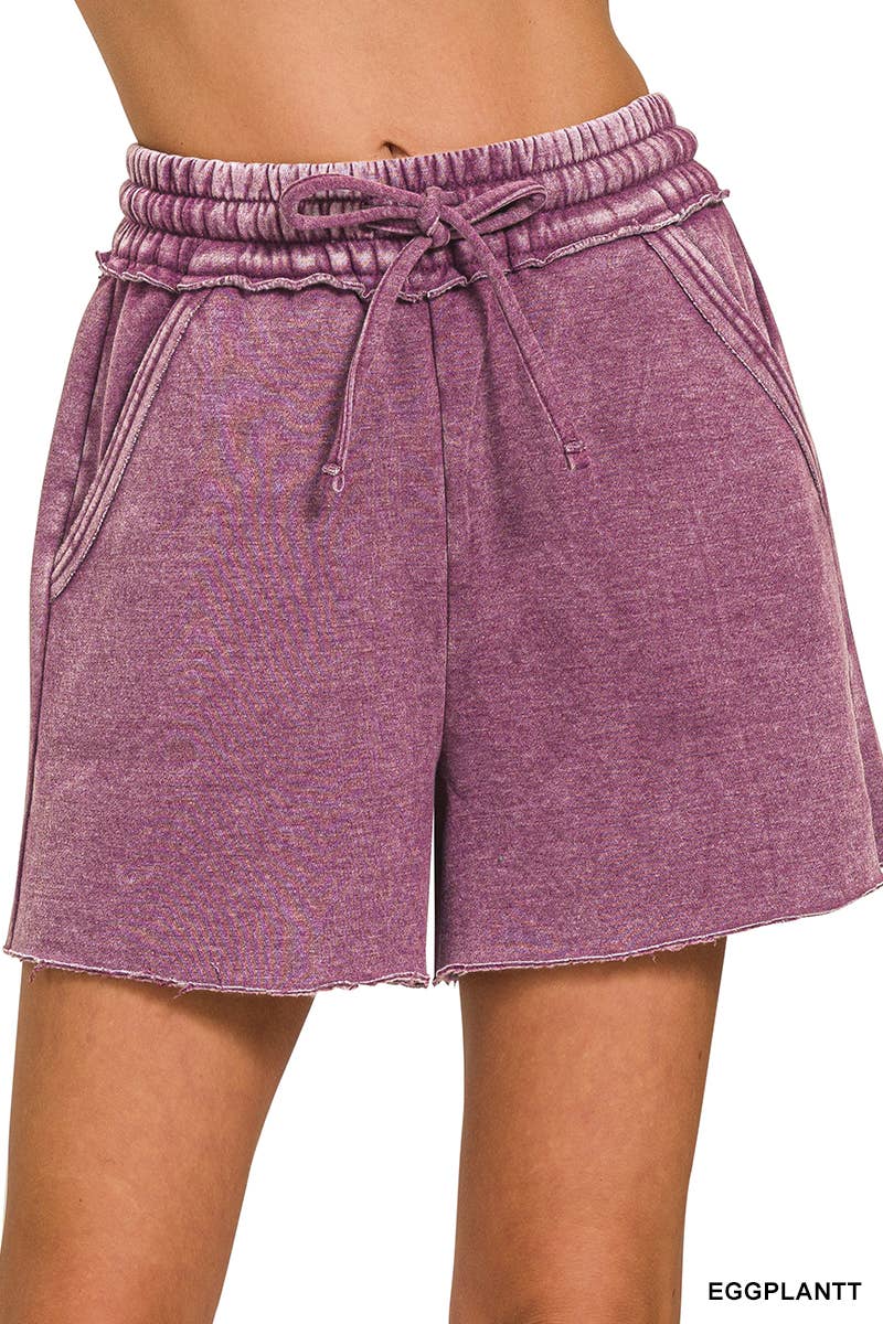 Washed Fleece Shorts With Pockets
