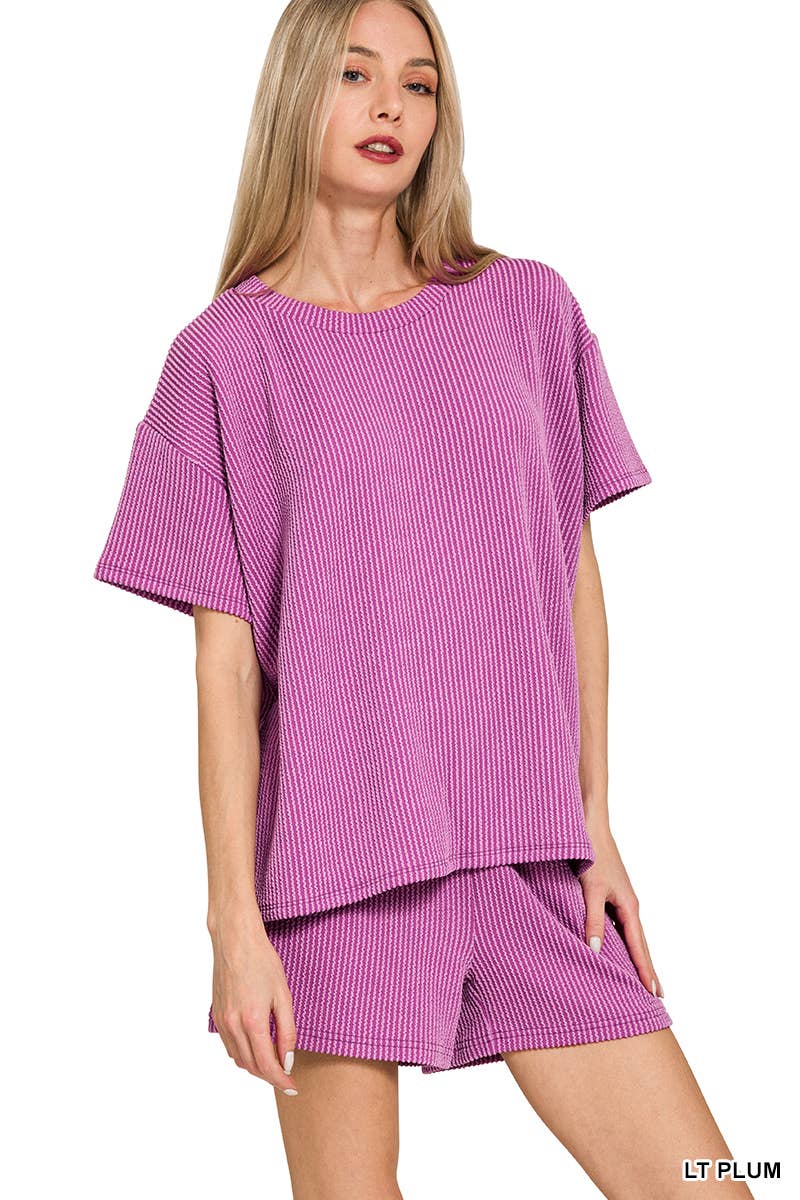 Corded Rib Tee & Shorts 2pc Set