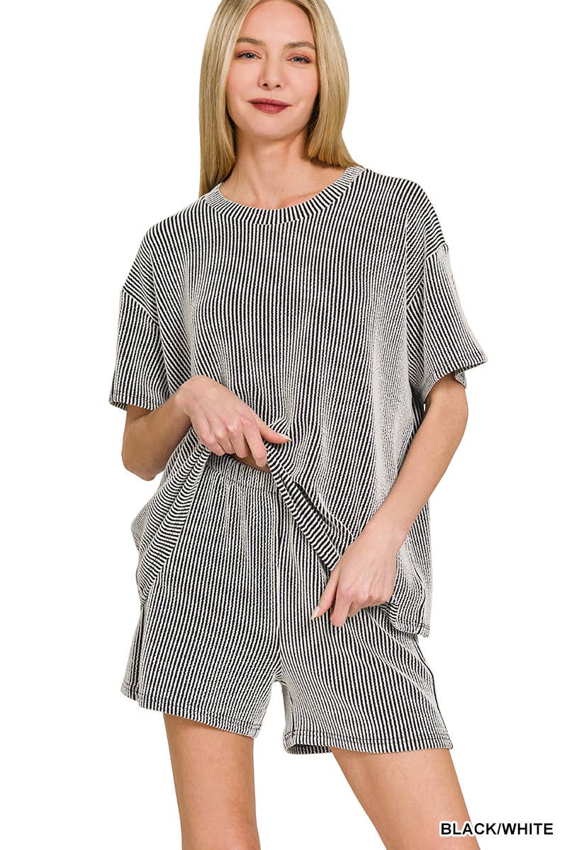 Corded Rib Tee & Shorts 2pc Set