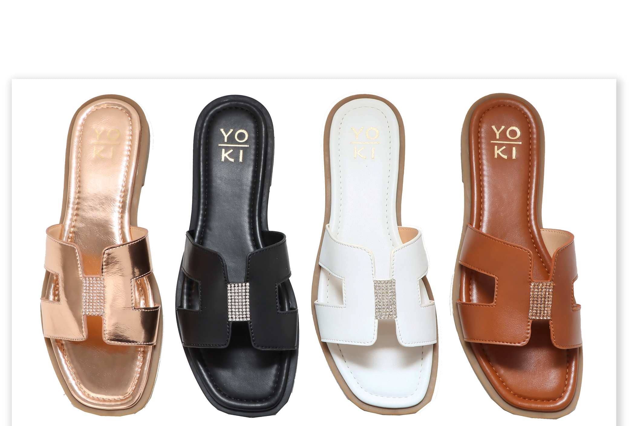 Women's Metallic Sole H-band Open Sandal SLIDES