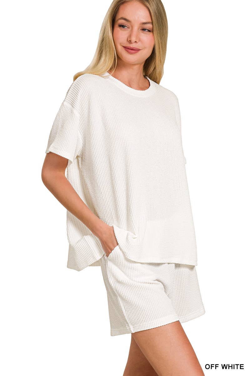 Corded Rib Tee & Shorts 2pc Set