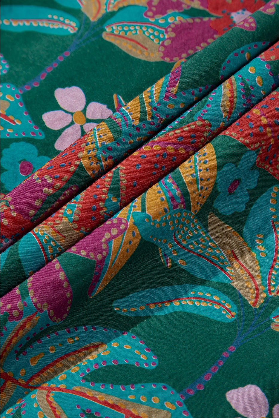 Floral V-Neck Puff Sleeve Ruffle Shirt Dress