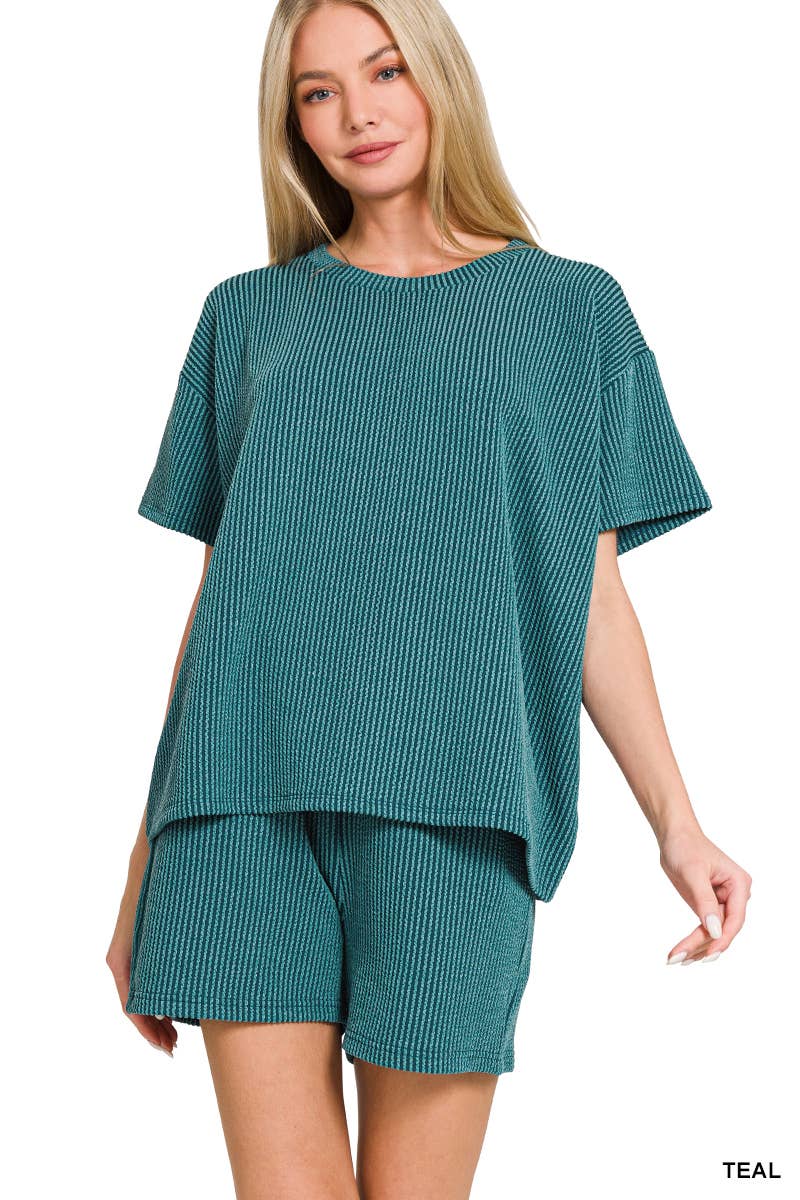 Corded Rib Tee & Shorts 2pc Set
