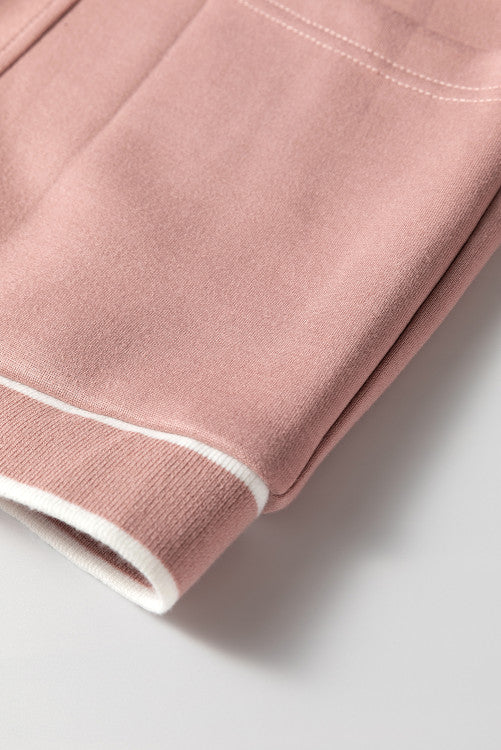 Pink Side Pockets V Neck Button Down Preppy Sweatshirt Cardigan