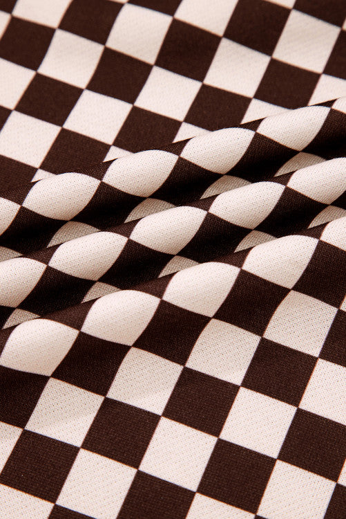 Black Athleisure Checkered Pullover and Jogger Pants Set