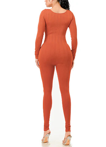 TEXTURED SEAMLESS JUMPSUIT