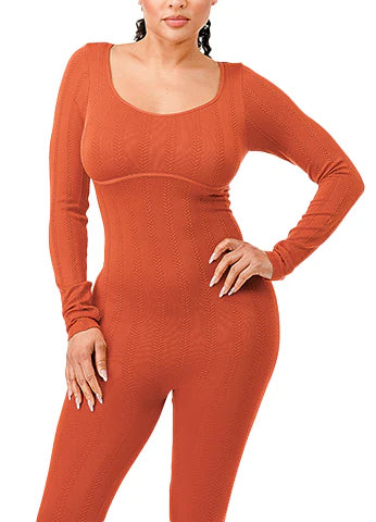 TEXTURED SEAMLESS JUMPSUIT