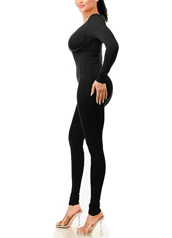 TEXTURED SEAMLESS JUMPSUIT