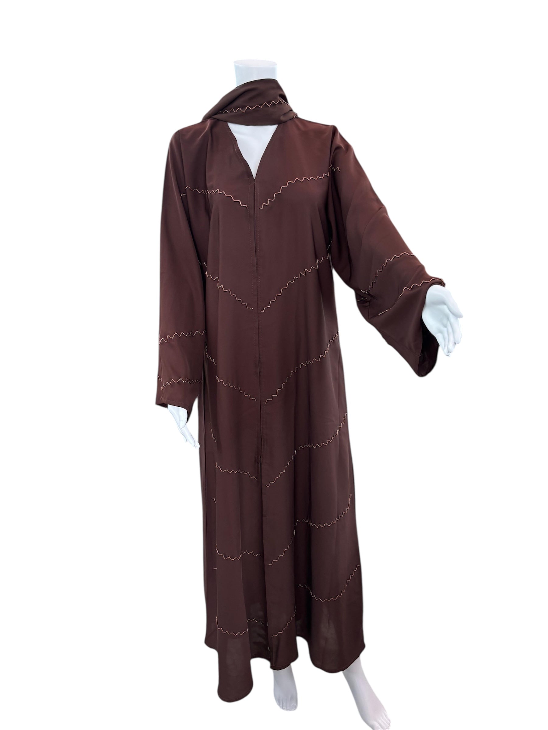 brown abaya bead work