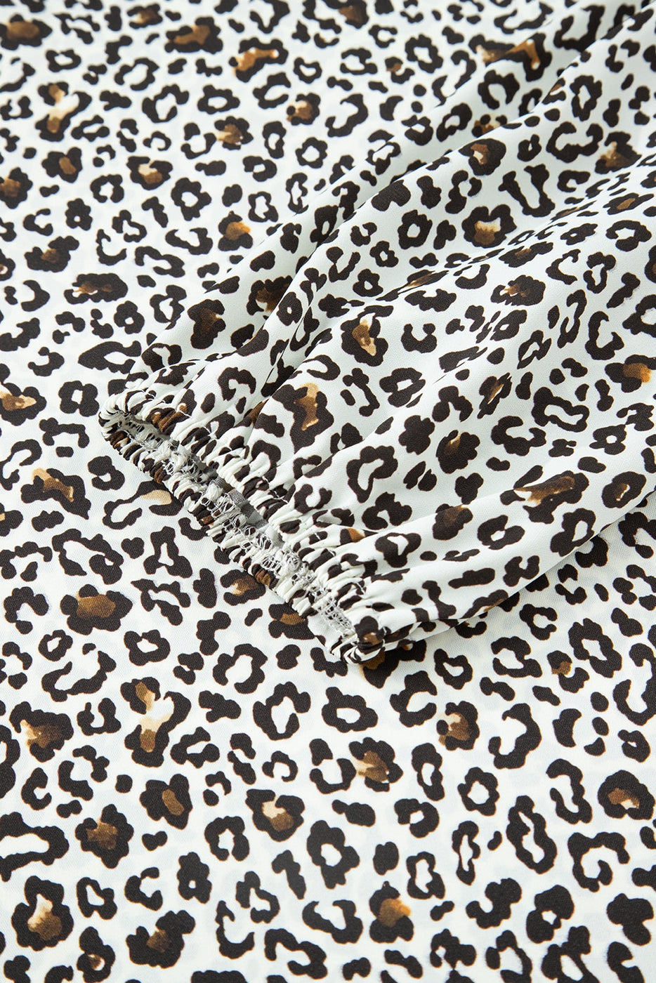 Plus Size Leopard Half-Button Collared Puff Sleeve Dress