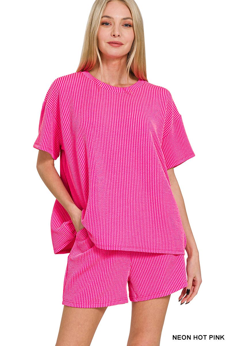 Corded Rib Tee & Shorts 2pc Set