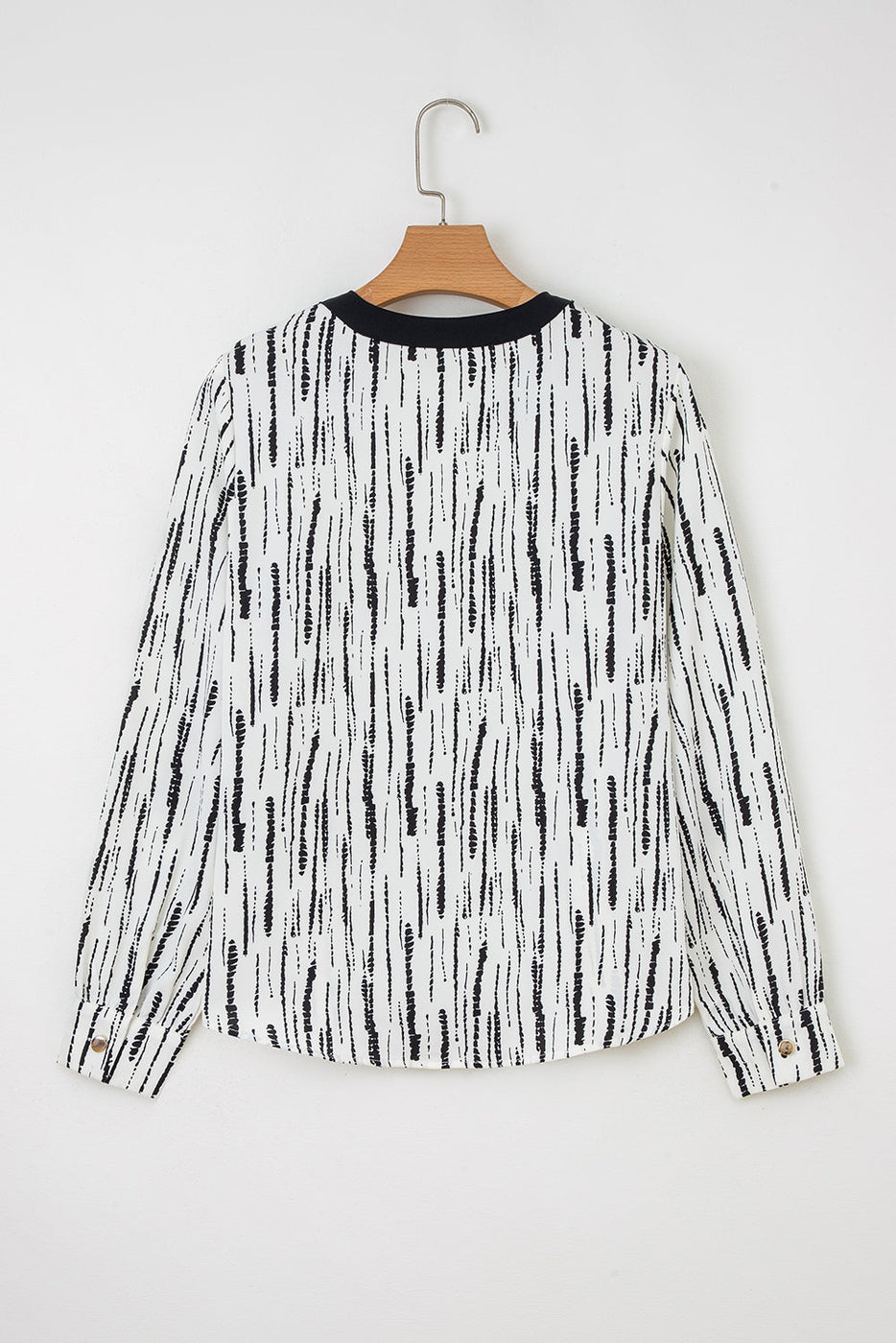 Abstract V-Neck Long Sleeve Blouse
