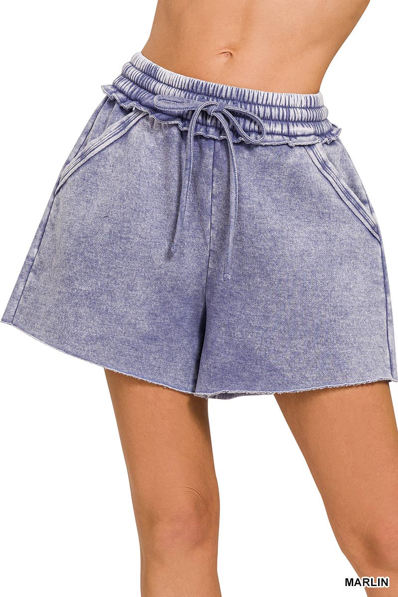 Washed Fleece Shorts With Pockets