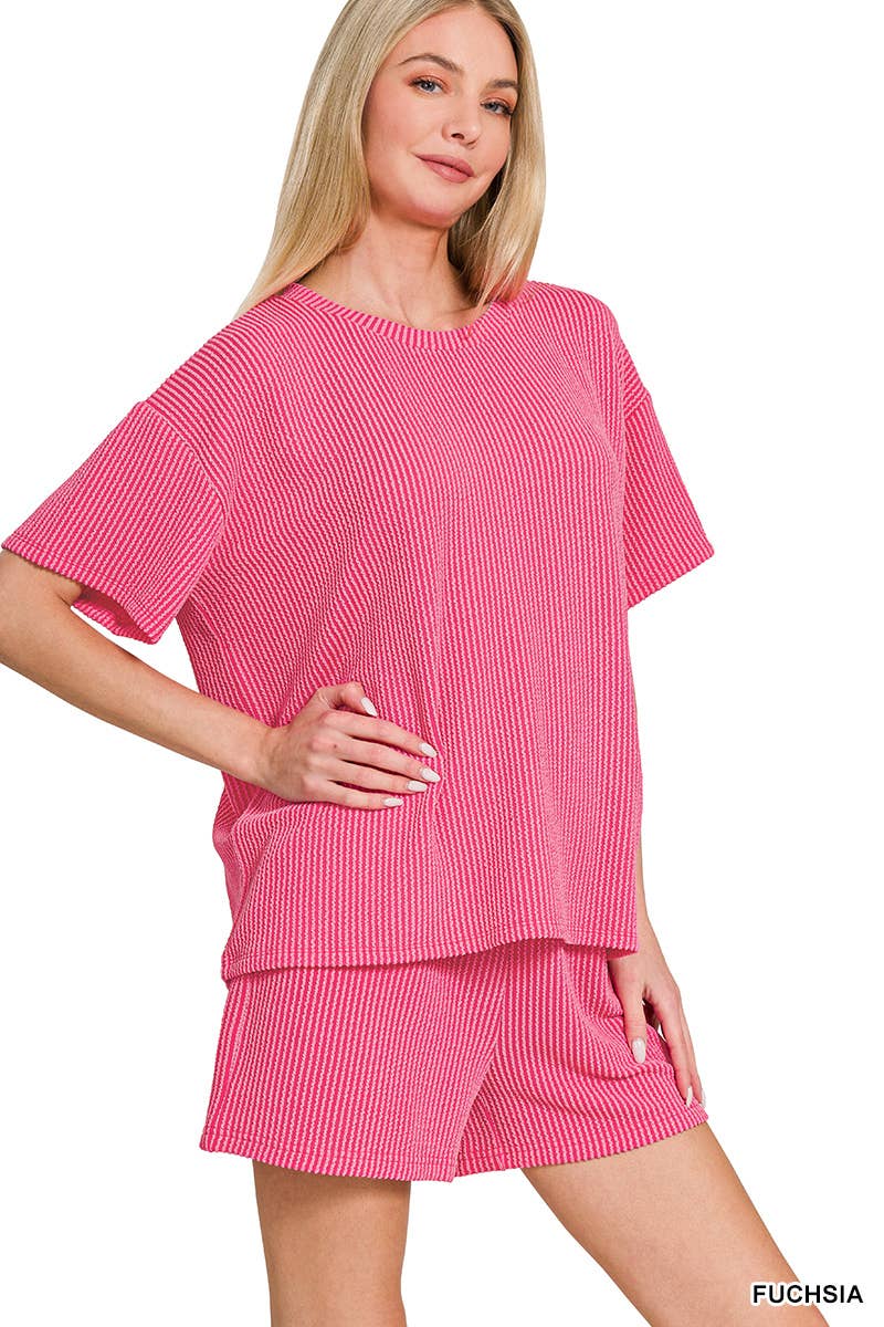 Corded Rib Tee & Shorts 2pc Set