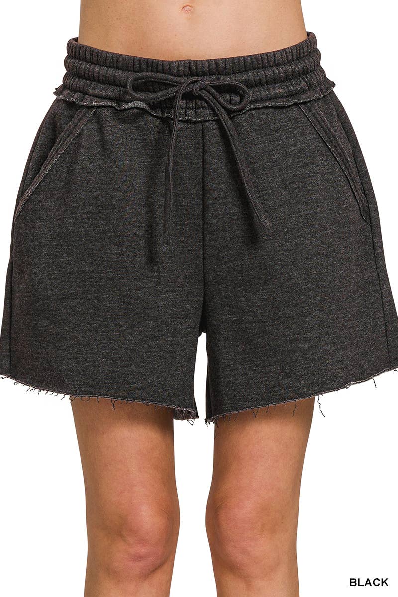 Washed Fleece Shorts With Pockets
