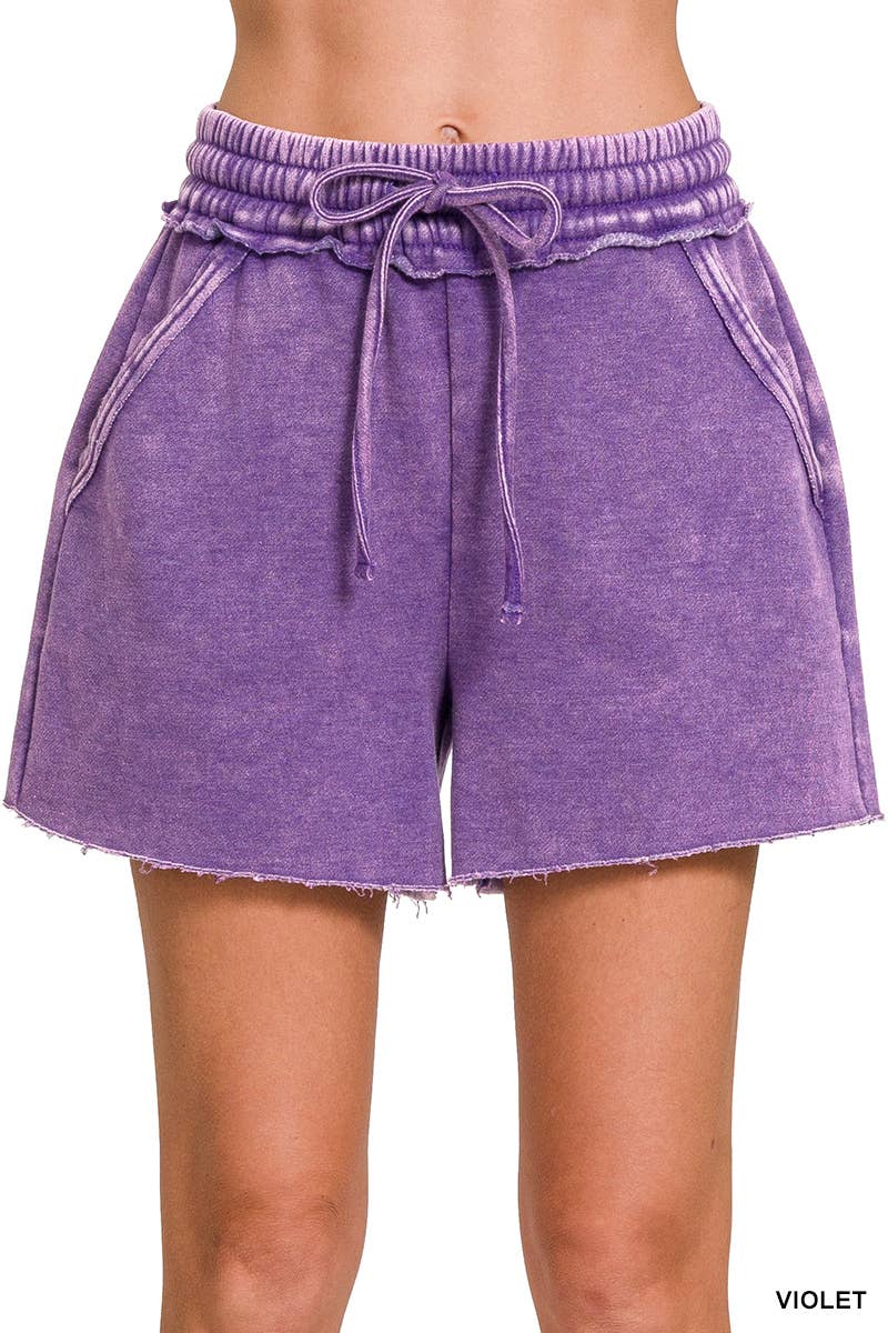 Washed Fleece Shorts With Pockets