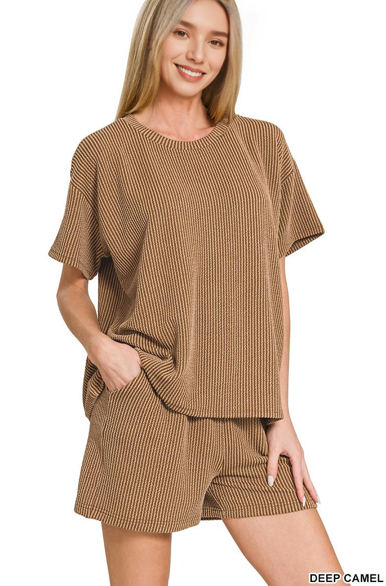 Corded Rib Tee & Shorts 2pc Set