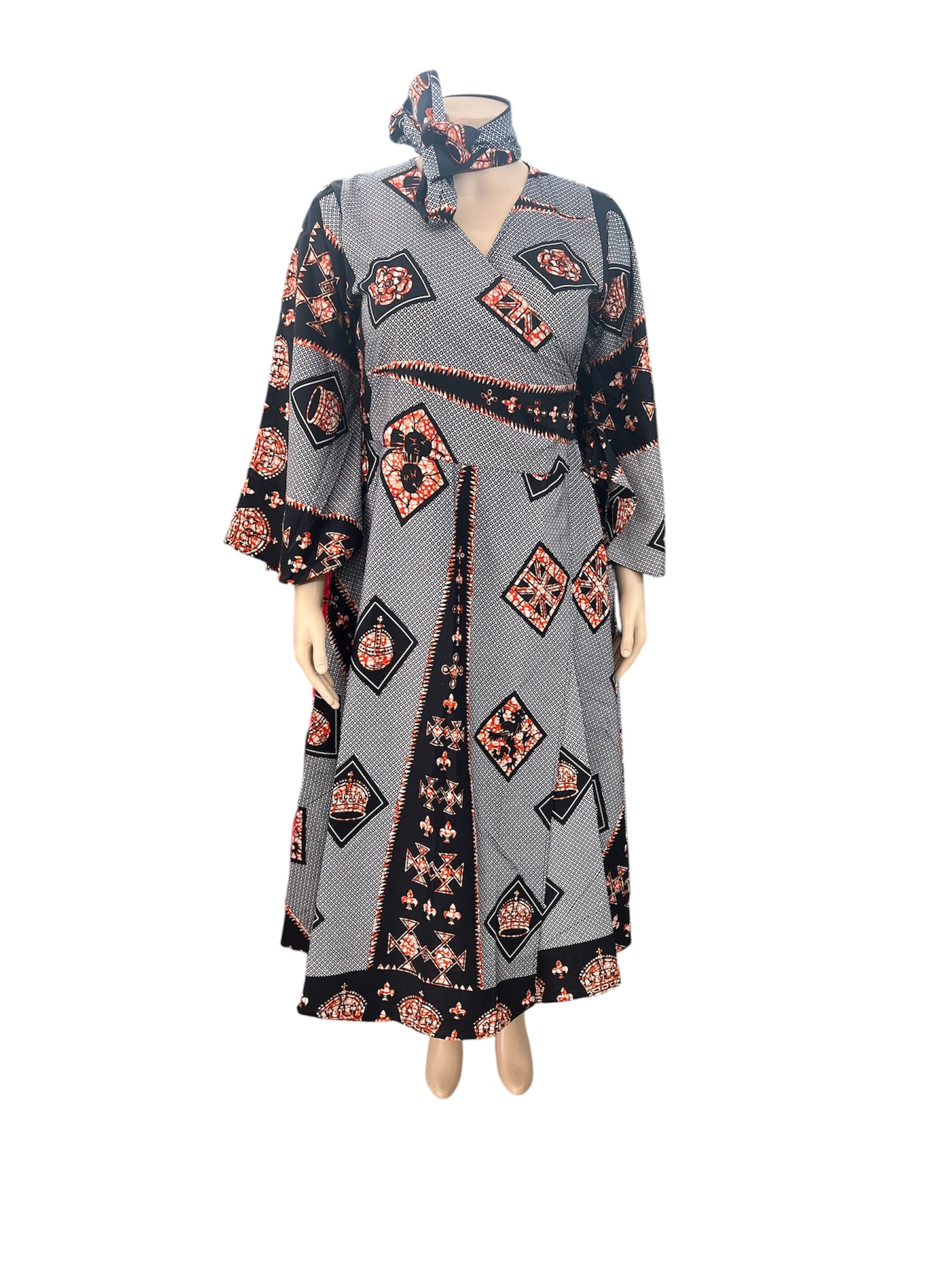 African wrap around dress 2pc