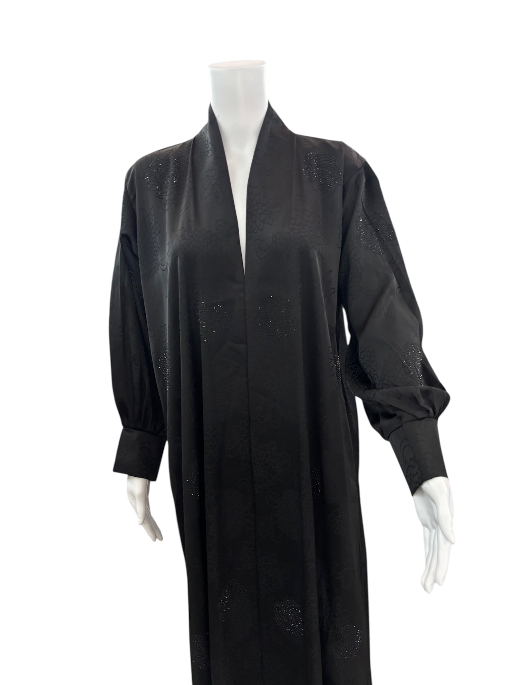 Silky Black Open Abaya