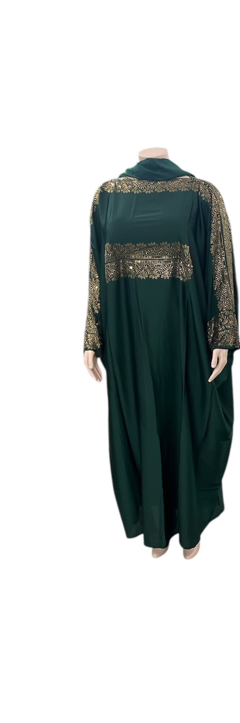 Green abaya with inner belt