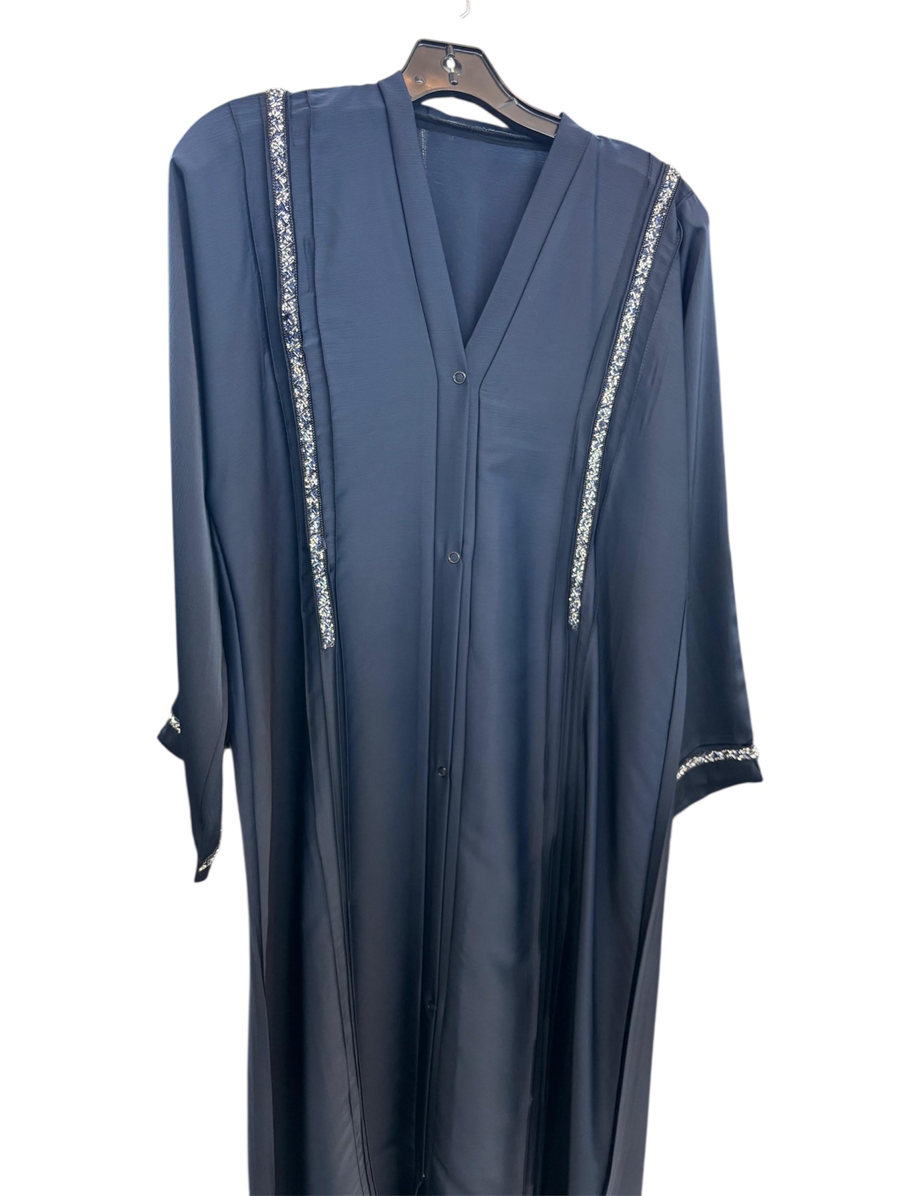 Navy blue abaya with gems on the side