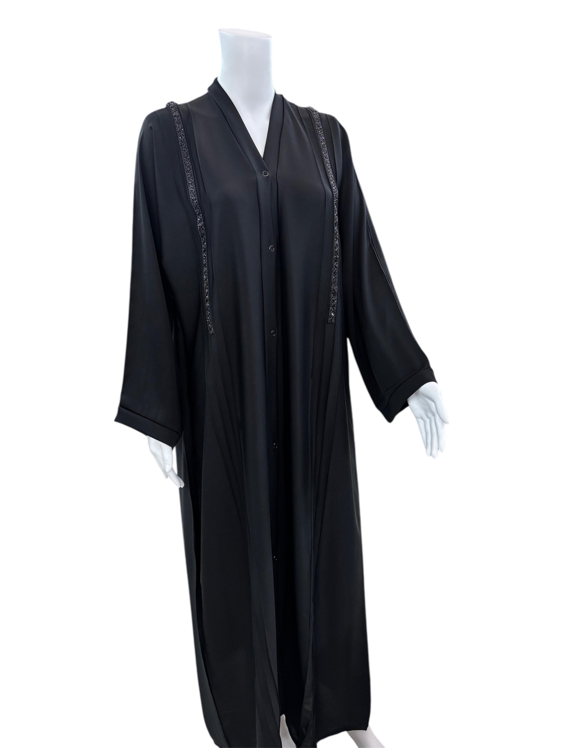 Black abaya with gems on the side